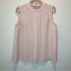 Anne Klein Sleeveless Ruffle Collar Blush Pink Tank Top Blouse size M